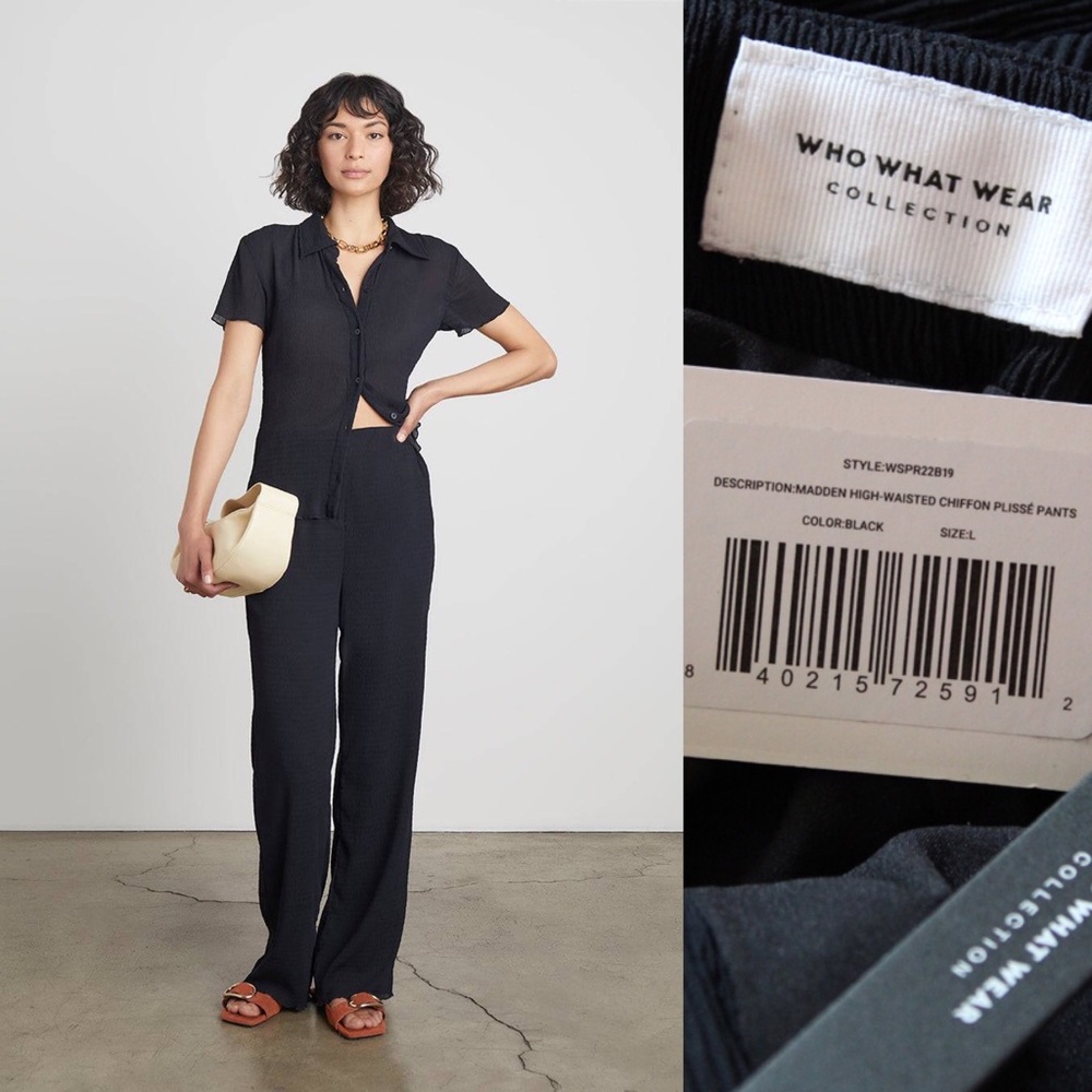 Who What Wear NWT Madden High-Waisted Plissé Pants Large